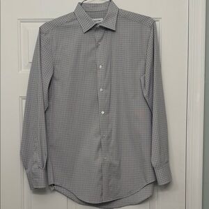 Men's Gray Plaid Slim Fit Dress Shirt